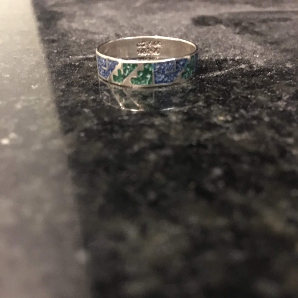 Blue and green stone ring