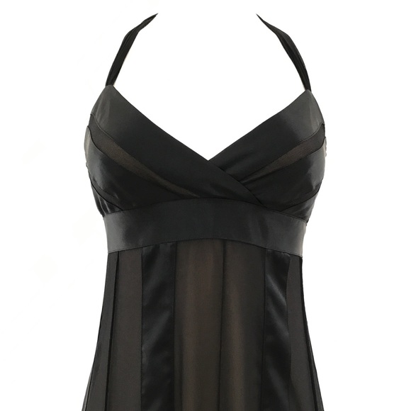 SOLD. BCBGMaxazria Black Silk Halter Dress Sz 6P - Picture 3 of 8