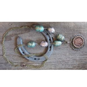 Chief Coin Pendant, Turquoise, Silver Necklace