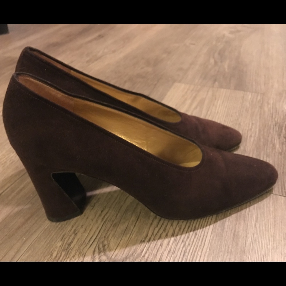 Vintage Yes Saint Laurent suede block heels