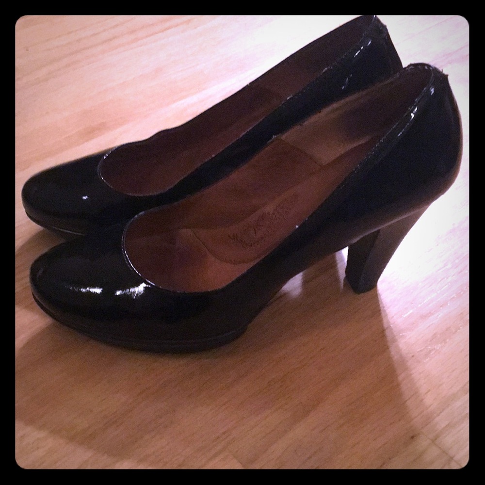 Black patent leather heels