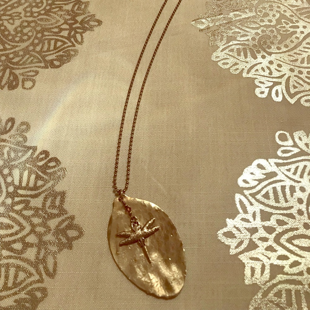 Long silver Dragon Fly necklace