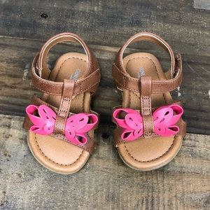 OSHKOSH Baby Girl Brown & Coral Sandals, Size 3
