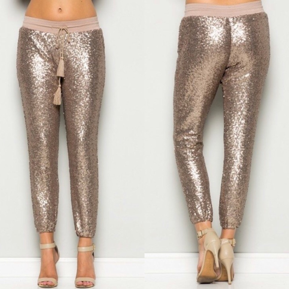 Sequins Joggers- BLACK - Picture 4 of 4