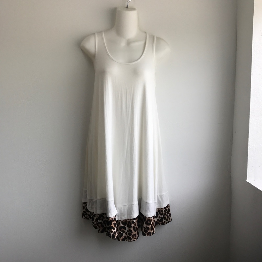 White Dress With Cheetah Print Trim