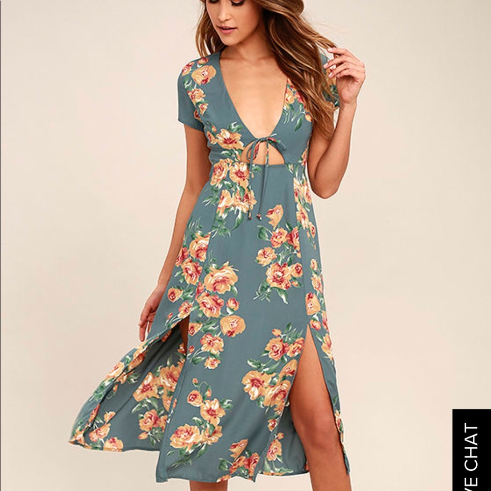 Dusty sage floral dress