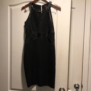 Thalia sodi black dress with faux leather details