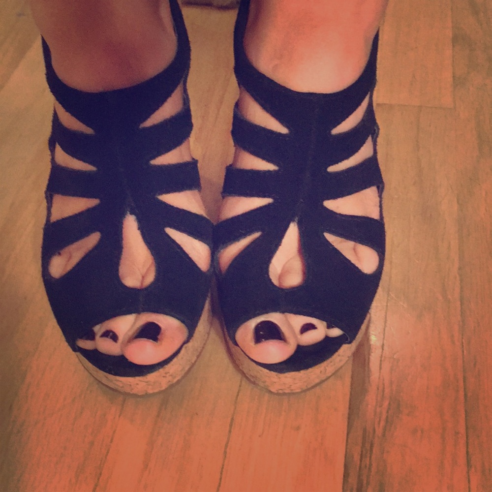 Black steve Madden cork wedges