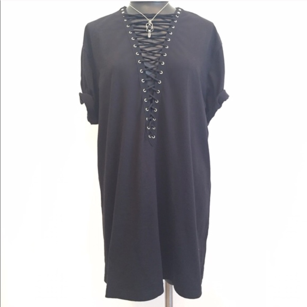 LF lace up Black Tshirt