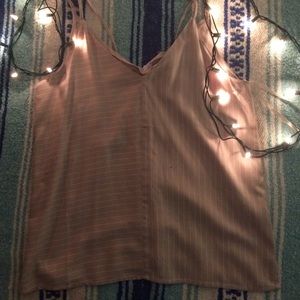 tan and white striped crop top