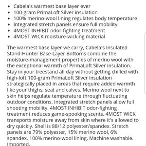 cabelas primaloft base layer