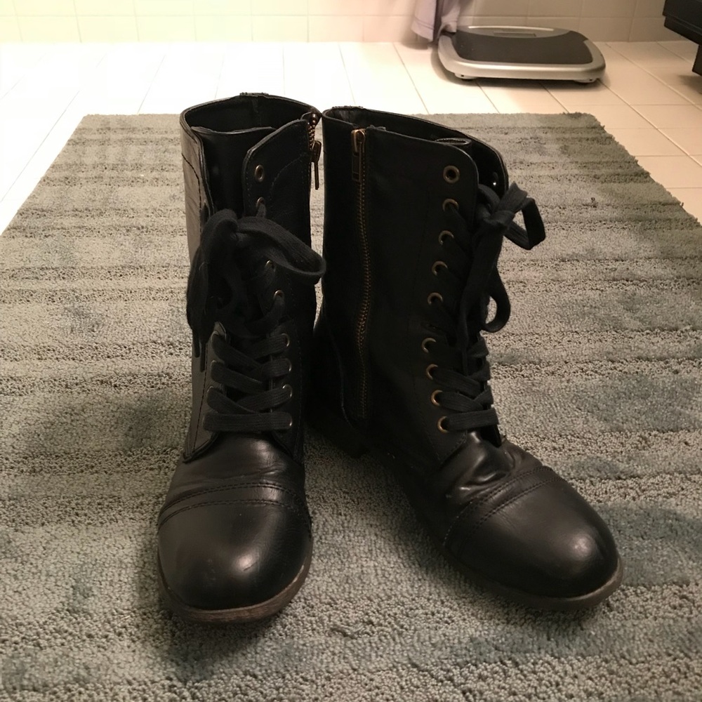 black combat boots