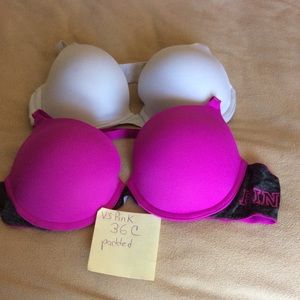 Victoria Secret Pink.  Bottom Hot pink. Padded.