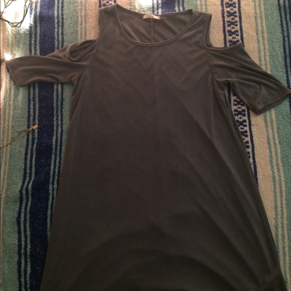 Blue off-shoulder dress