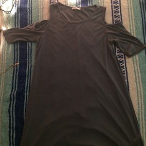 Blue off-shoulder dress