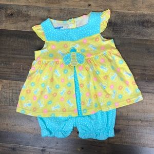 Kidgets Baby Girl Yellow Bumble Bee Set 6/9M