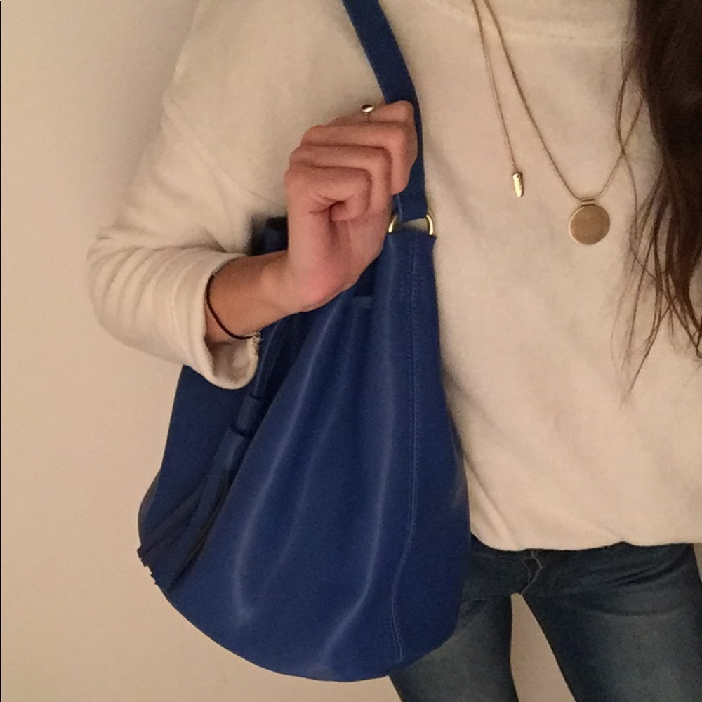 NWOT Blue Kc Jagger Carrie bucket tassel purse