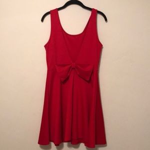 Festive red bow back mini dress - Sz L