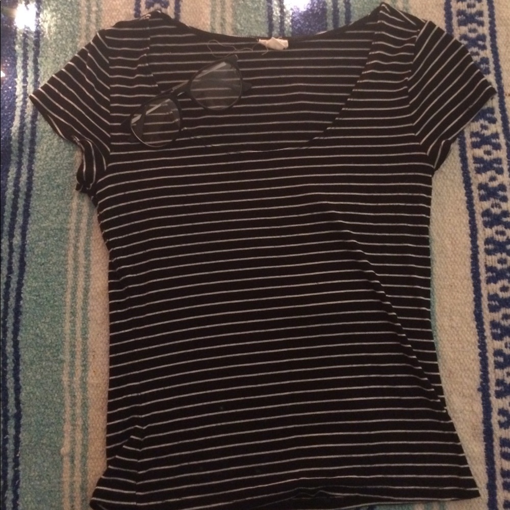 black and white stripped shirt