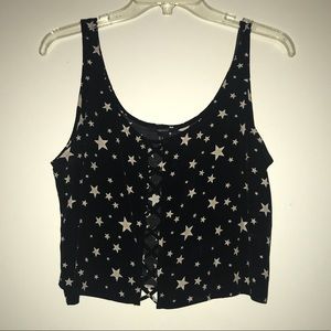 Forever 21 Black Lace Up Crop Top With Stars