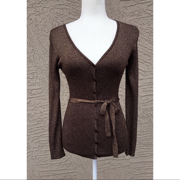 BCBGMaxAzria Sweaters - BCBG MAX AZRIA Gold Metallic Cardigan