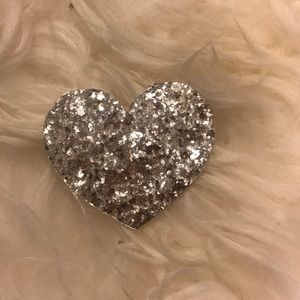 Silver large heart hair clip