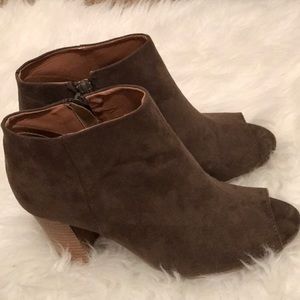 Olive Open Toed Booties
