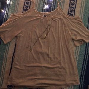 cream off the shoulder shirt