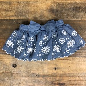 OSHKOSH Baby Girl Denim & White Flower Skirt 0-3M