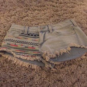 PacSun Denim Fringe Shorts