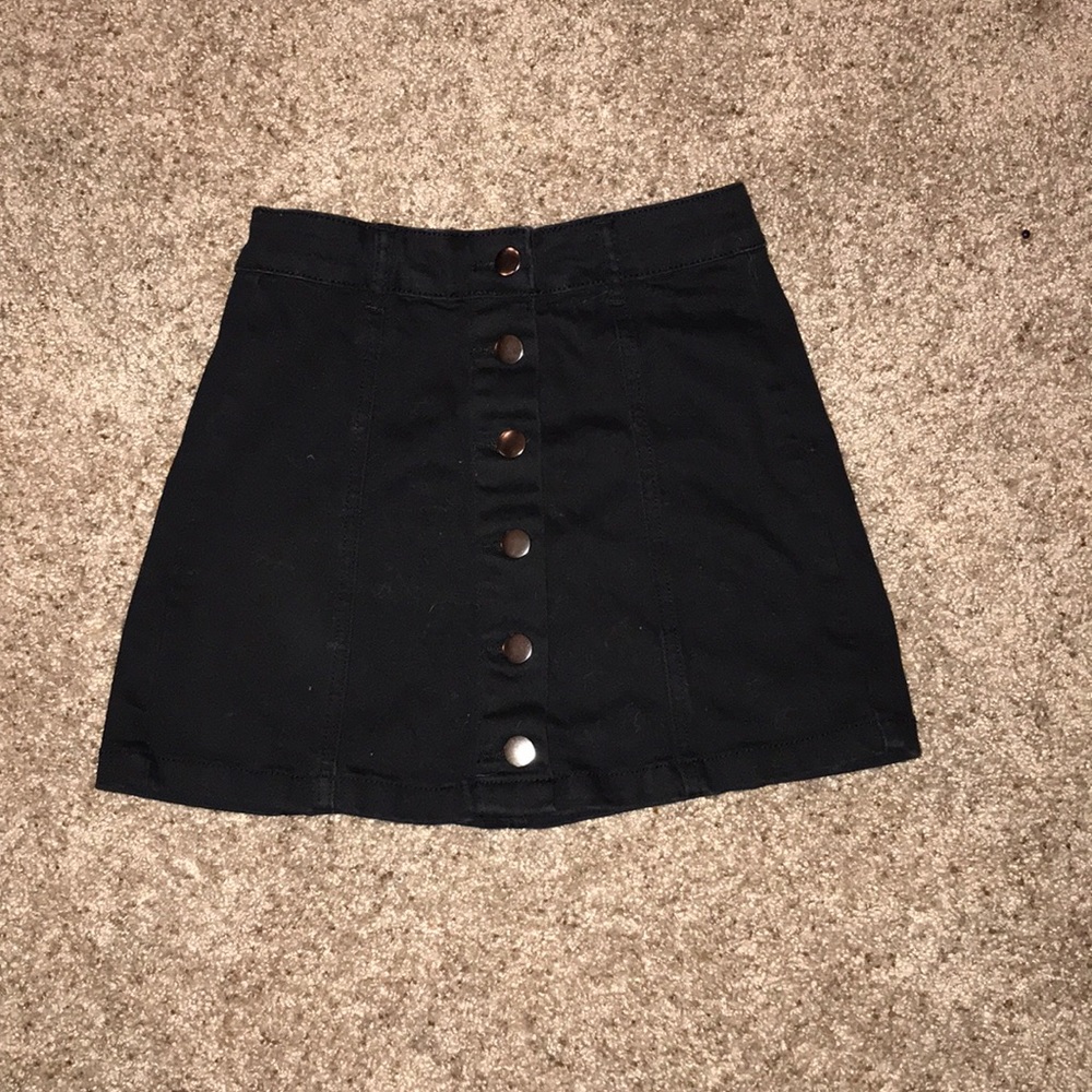 black button up jean skirt
