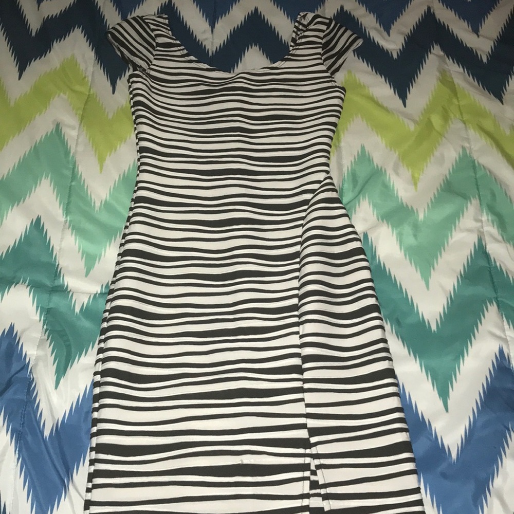 Black And White Slit Midi Dress