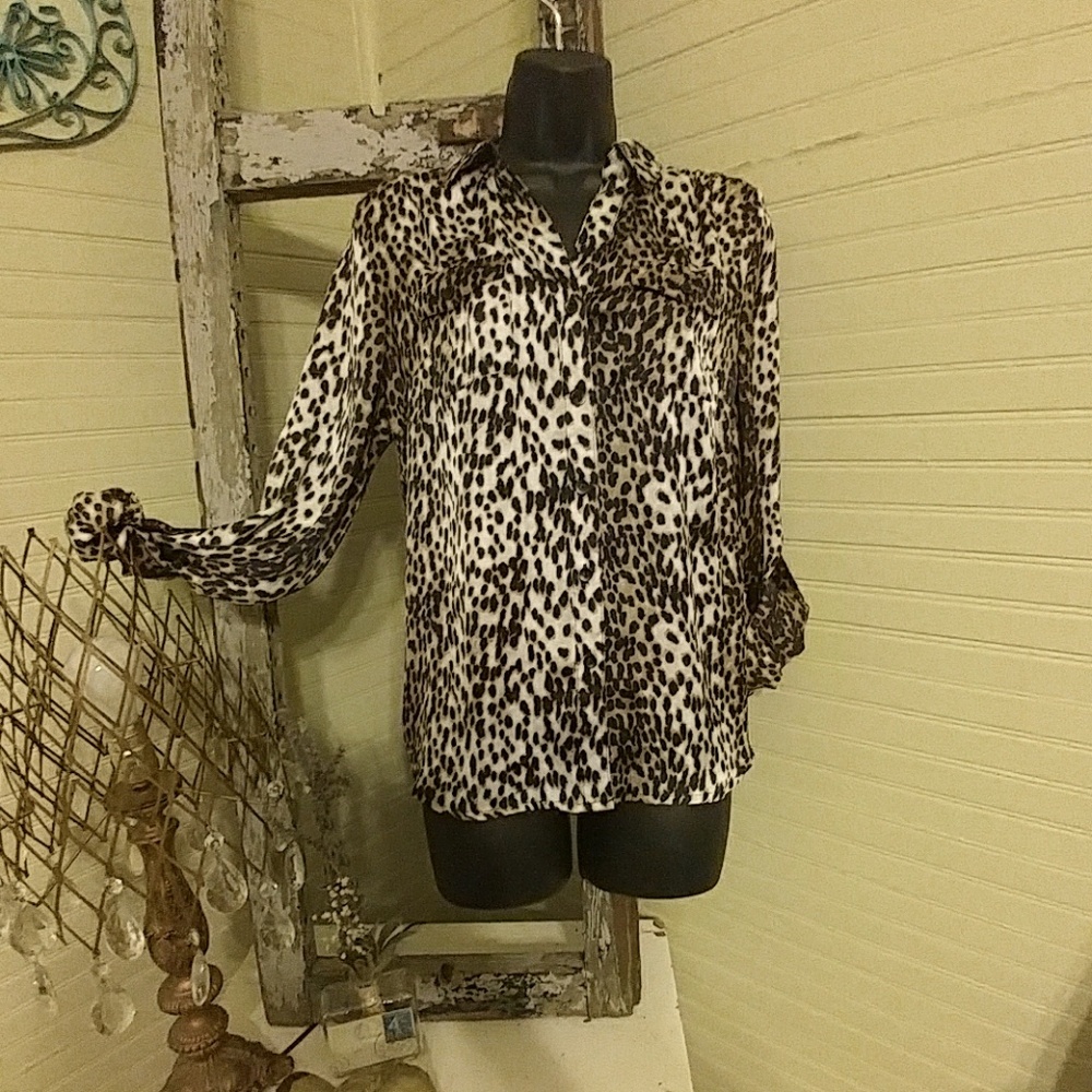 Animal print button up top