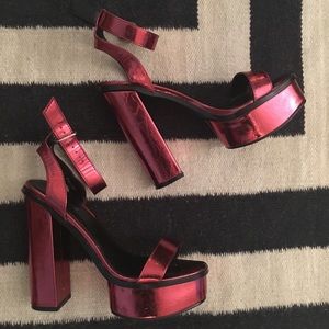 Metallic Red “Rust” Platform Heels
