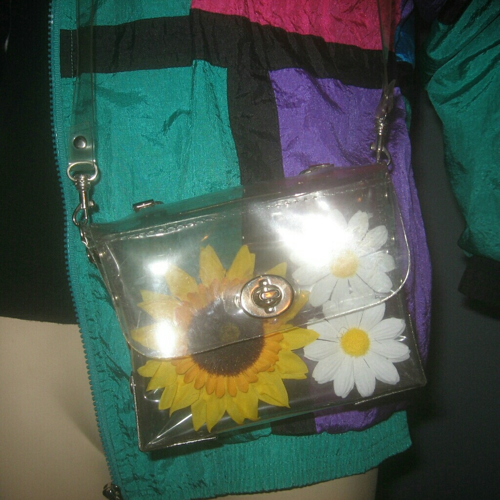 Clear Vintage 1990s Authentic Purse with flowers