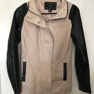 H&M Anorak Jacket with Faux Leather Sleeves