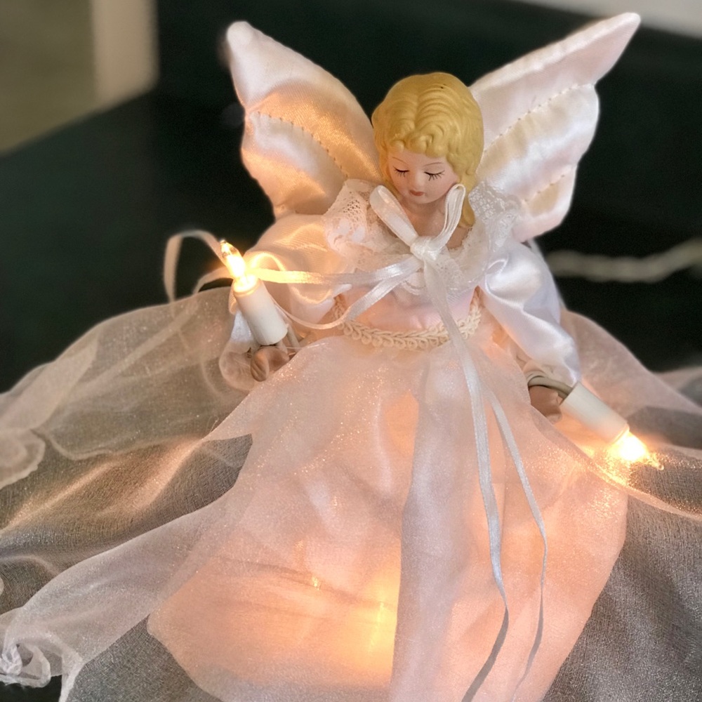 Vintage Angel Treetop in Original Box, 8” tall