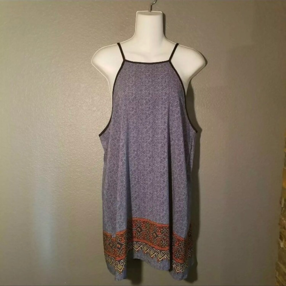 Blue Patterned Tunic Tank