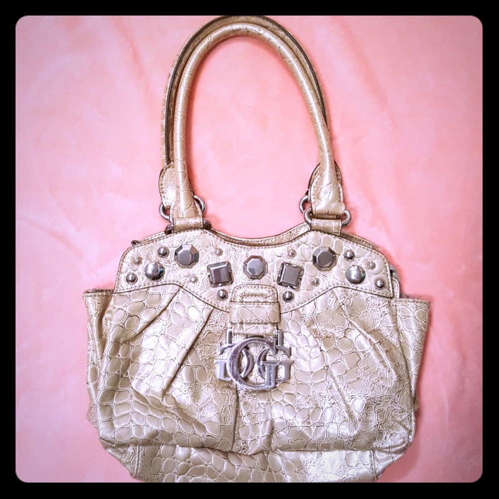GUESS BEIGE TOTE SNAKE SKIN PRINT TOTE