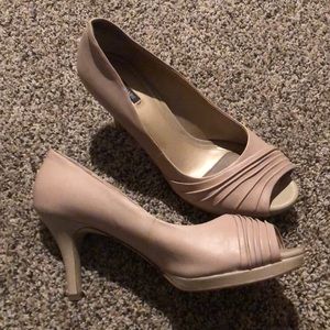 Cream Peak-a-boo Pumps