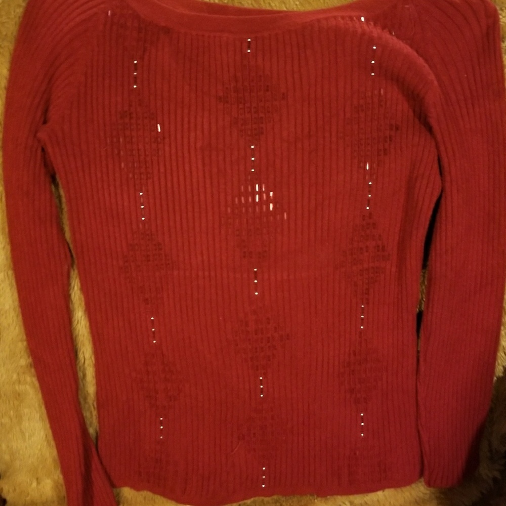 Red sparkly holiday sweater