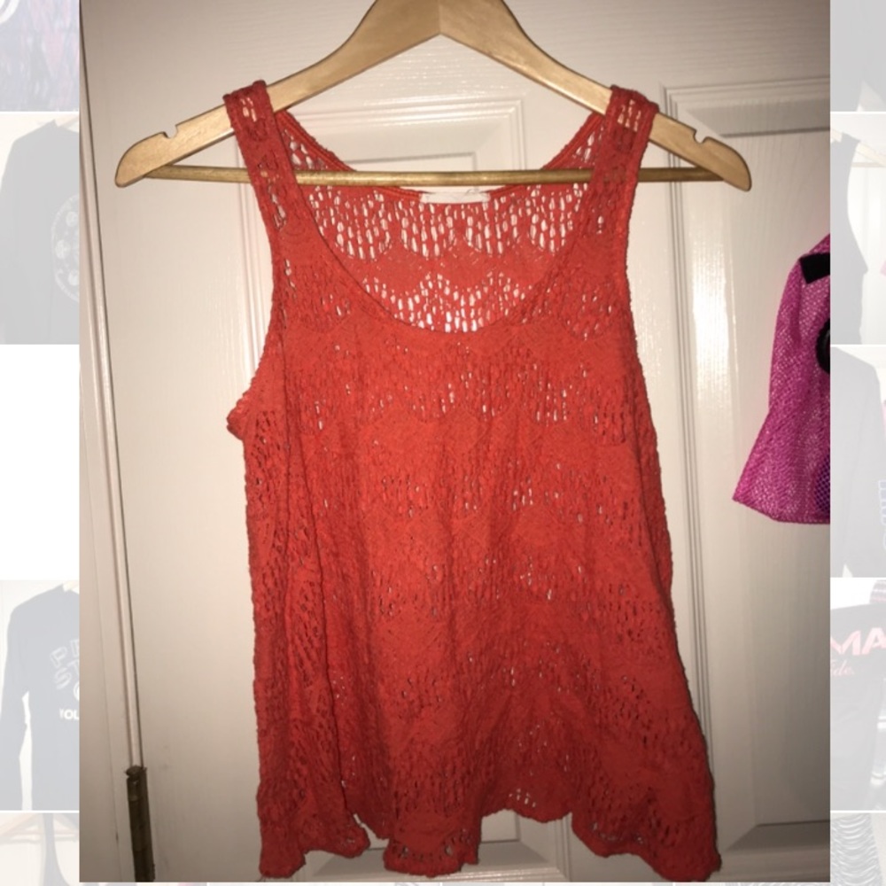 Orange mesh tank top