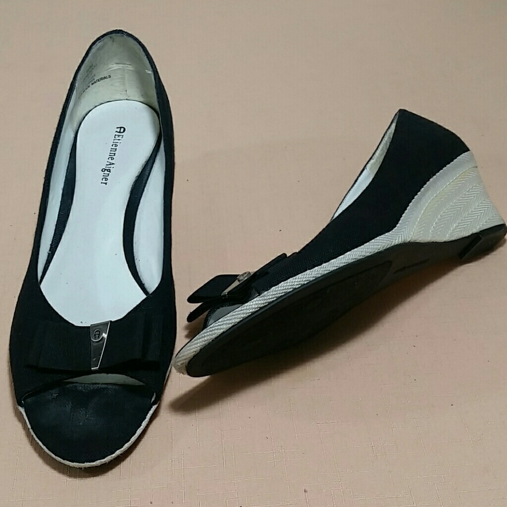 ETIENNE AIGNER Peep Toe Wedges Size 9 1/2