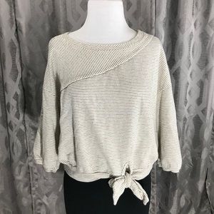 Anthropologie Postmark Cream White Striped Sweater