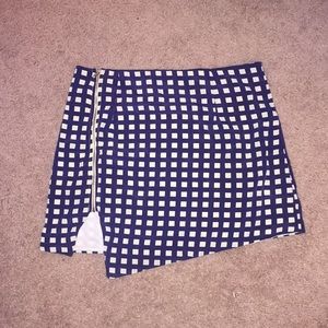 Asymmetrical Zip Front Mini Skirt