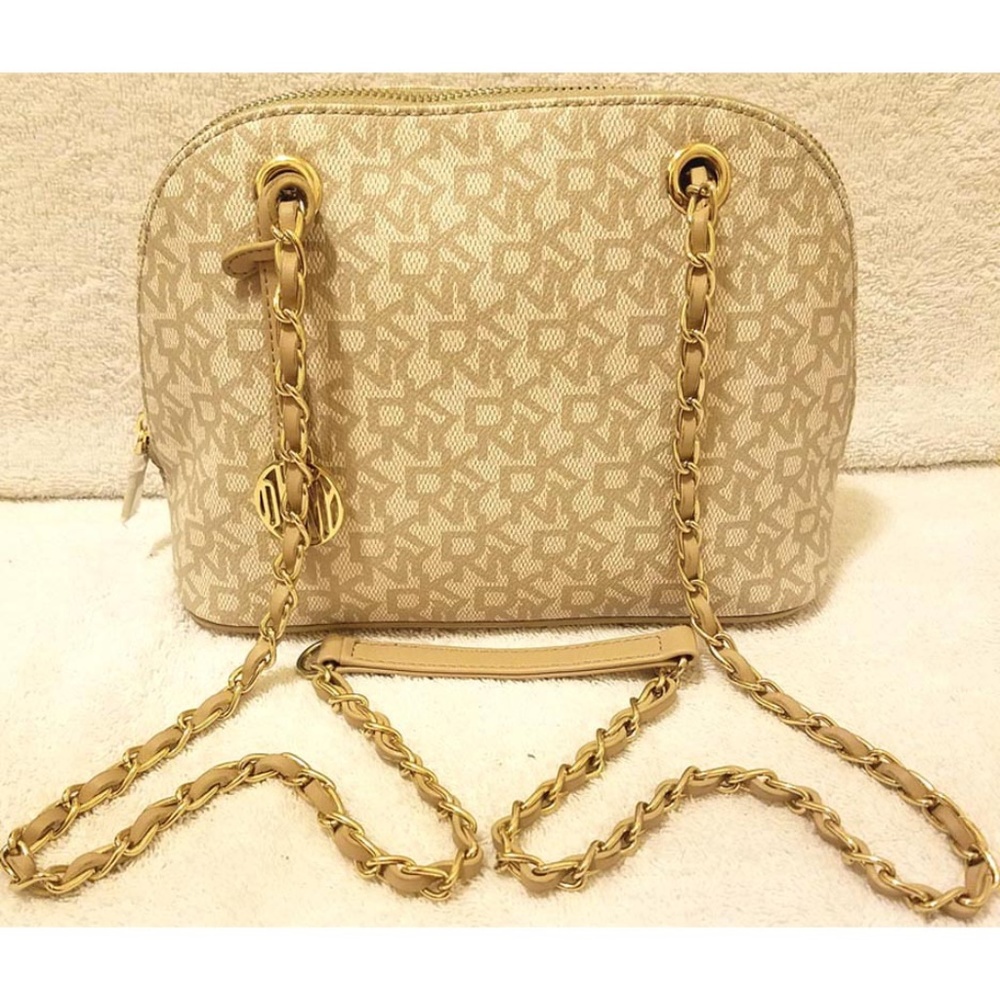 Donna Karen cream and beige leather convertible