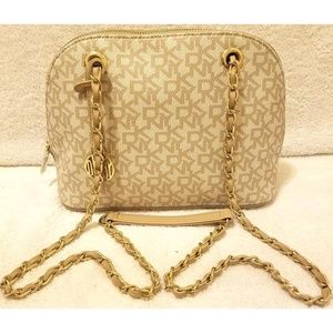 Donna Karen cream and beige leather convertible