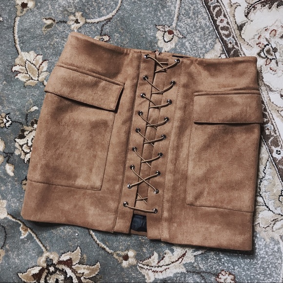 Straight laced up mini skirt - Picture 1 of 5