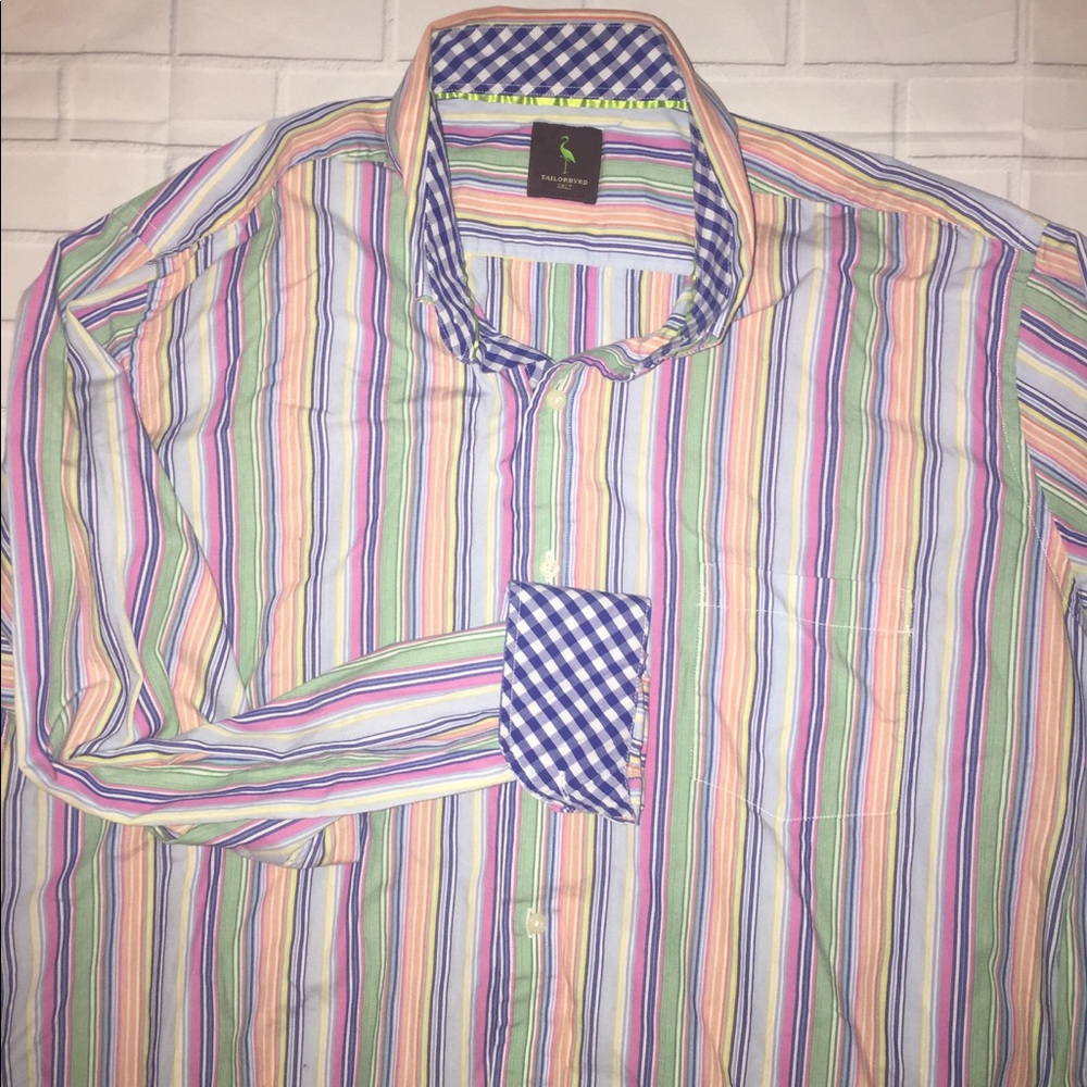 Tailorbyrd Men's Contrast Flip Cuff Shirt 2XL