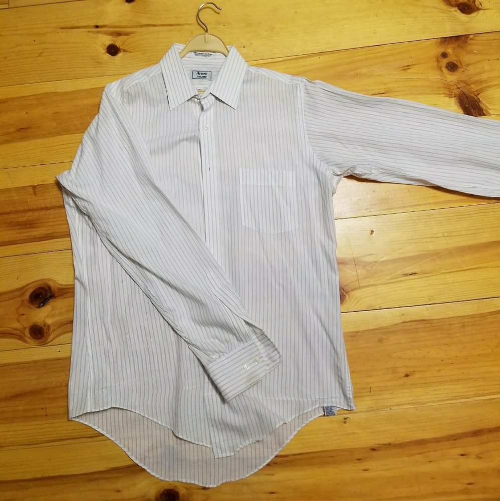 Simple White Pinstriped Button-Down Shirt